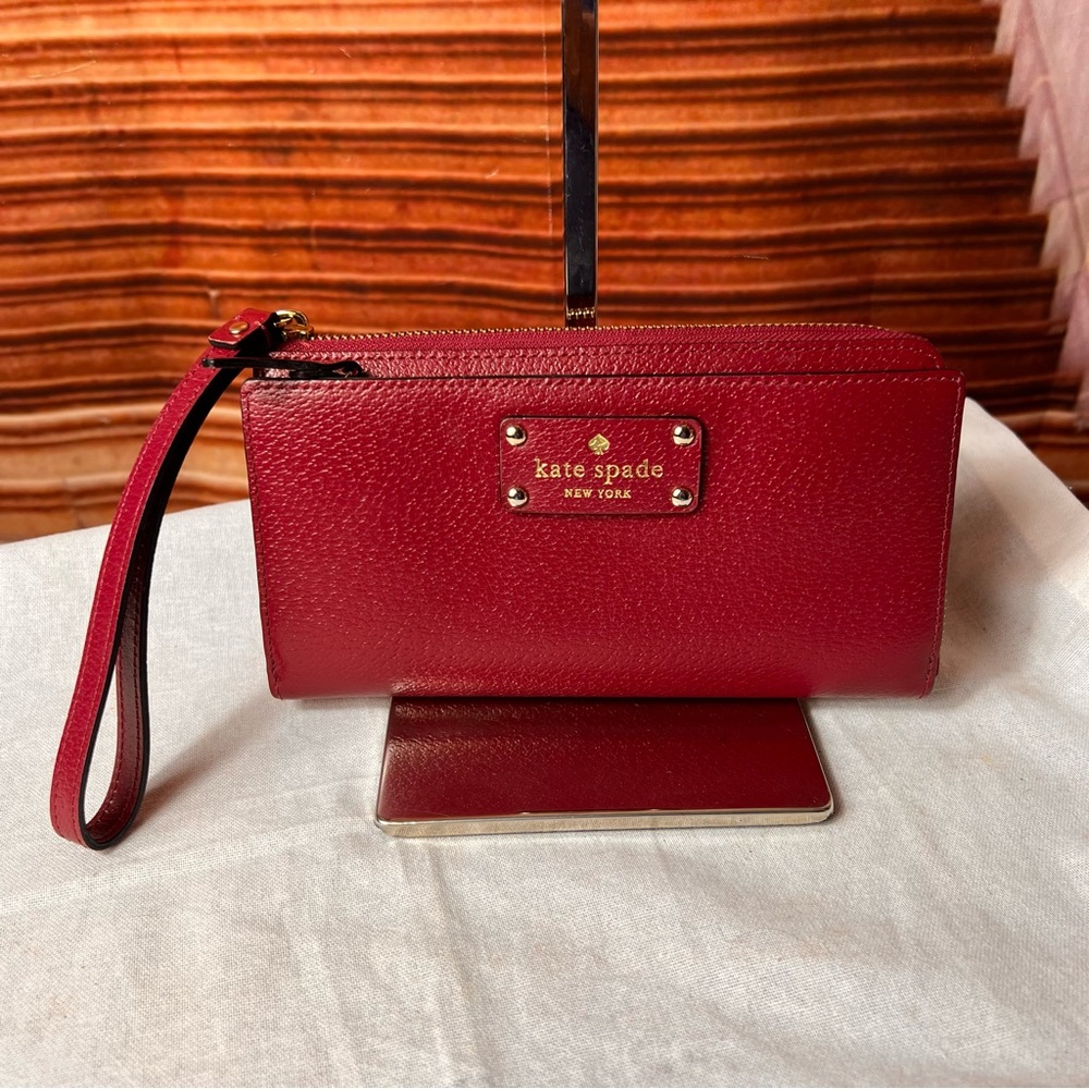 Kate Spade Wellesley Neda Red Cherry 🍒 Long Zippy  Wristlet Wallet